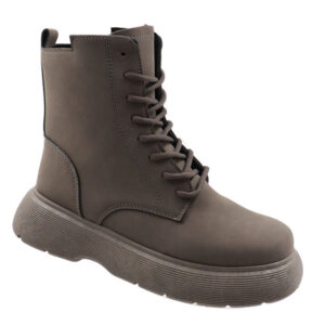 Ladies Chunky Lace Up Boot - Grey