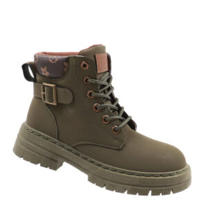 Ladies Lace Up Combat Boot - Olive