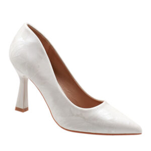 Ladies Pointed Toe Court Heel White