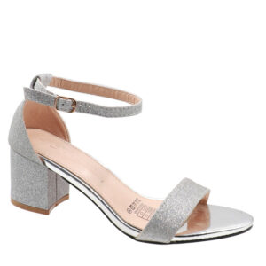 Ladies Shimmer Ankle Strap Sandal - Silver