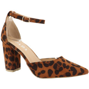 Jada Ladies Leopard Print Ankle Strap Court Leopard