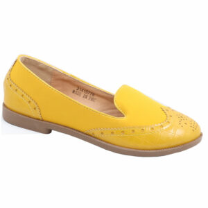 Ladies Round Pump With Combo Detail Mustard