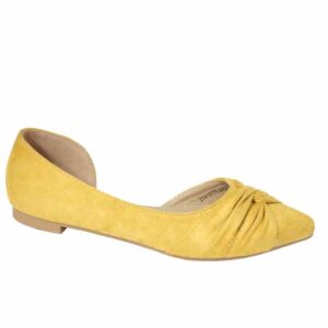 Jada Ladies Suede Open Cut Side Knotted Pump Yellow
