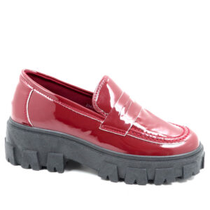 Jada Ladies Patent Chunky Loafer Burgundy