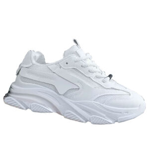 Ladies Chunky Fashion Lace Up Sneaker White