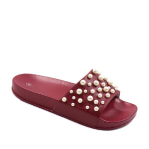 Ladies Pearl Detail Slide Maroon