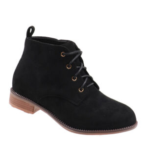 Ladies Suede Lace Up Ankle Boot - Black
