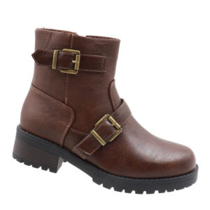 Ladies Buckle Detail Boot - Coffee