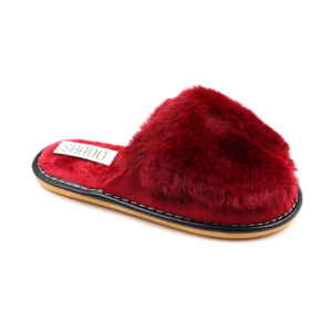 Ladies Fluffy Slippers - Maroon