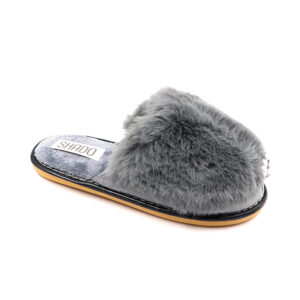 Ladies Fluffy Slippers - Grey