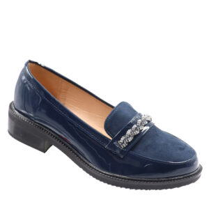 Ladies Loafer With Diamante Detail - Navy