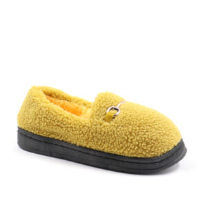 Ladies Furry Slip in Slipper - Mustard