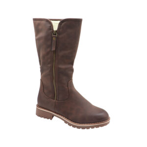 Ladies Long Boot With Side Zip - Coffee