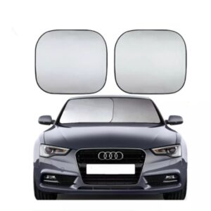 2 Piece Car Front Windshield Square Silver Sunshade - 78cm x 68cm