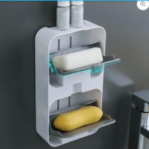 Flip Lid Drain Soap Box - Grey