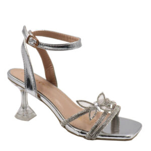 Ladies Silver Heel With Butterfly Detail