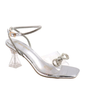 Ladies Silver Heel With Bow Detail Assorted