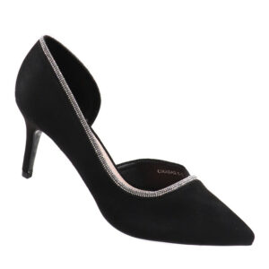Ladies Cut Out Suede Heeled Pumps Black