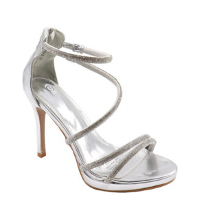 Ladies Strappy Diamante Trim Stiletto Heel Sandal