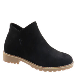 Ladies Suede Ankle Boot With Side Zip - Black