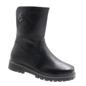 Ladies Mid Calf Boot With Side Zip - Black