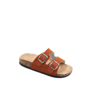 Kids Two Strap Slip on Sandal Tan