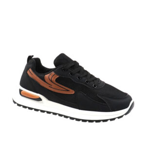 Mens Fashion Lace Up Sneaker - Black/Khaki
