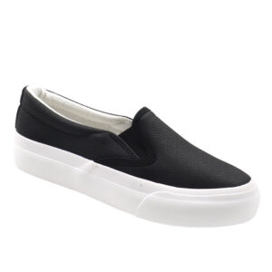 Ladies Canvas Slip On  Sneaker - Black