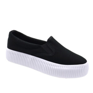 Ladies Canvas Slip On  Sneaker - Black