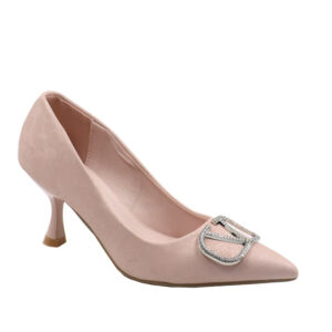 Ladies Jewel Trim Kitten Heels Pink