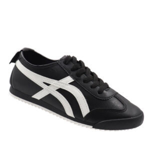 Ladies Lace Up Sneaker - Black/White