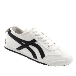 Ladies Lace Up Sneaker - White/Black