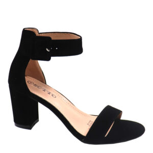 Ladies Suede Block Heel Sandal -Black