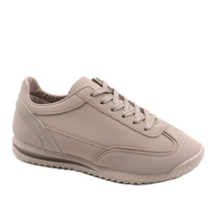 Ladies Fashion Lace Up Sneaker - Beige