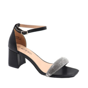 Ladies Low Block Heel With Diamante Strap