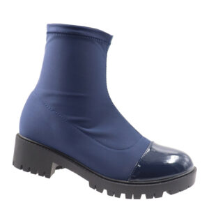 Ladies Patent Toe Cap Boot - Dark Blue