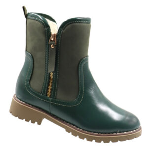 Ladies Zip Detail Ankle Boot - Green
