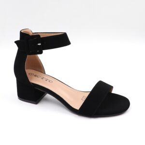 Ladies Basic Suede Ankle Strap Sandal – Black