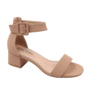 Ladies Basic Suede Ankle Strap Sandal – Beige