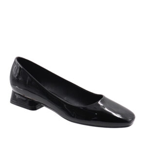 Ladies Patent Low Block Heel - Black