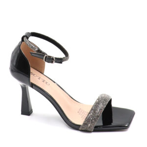 Ladies Ankle Strap With Diamante Detail - Black