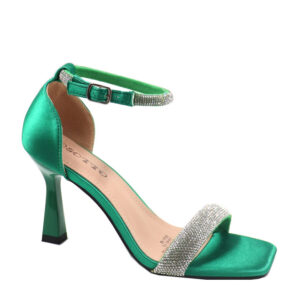 Ladies Ankle Strap Diamante Trim Heel Assorted