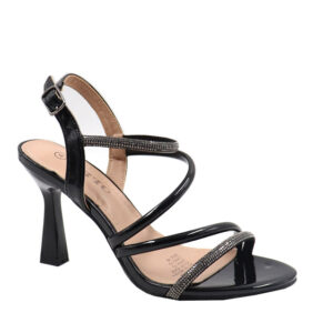 Ladies Diamante Multi Strap Sandal - Black
