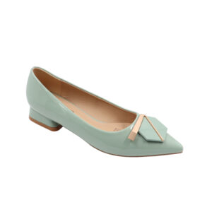 Ladies Low Block Heel Pointy Court - Green