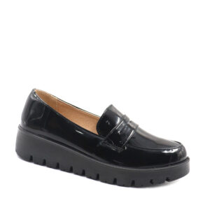 Ladies Chunky Patent Loafer Black