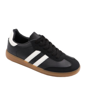Ladies Casual Lace Up Sneaker - Black/White
