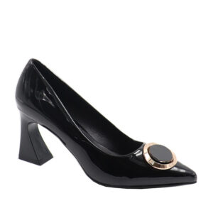 Ladies Pointed Closed Toe Trim Court Black