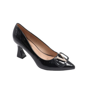 Ladies Pointed Closed Toe Diamante Trim Court - Assorted Colours