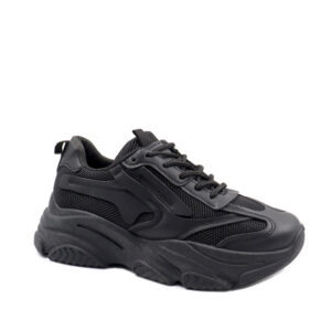Ladies Chunky Fashion Lace Up Sneaker Black