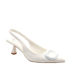 Ladies Sling Back Pointy Heel - White